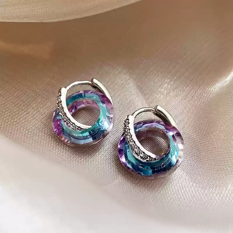 Colorful Crystal Circle Earrings