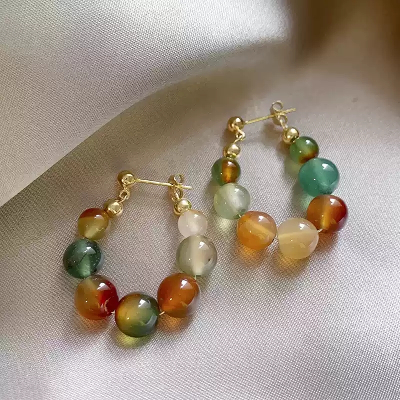 Colorful jade earrings