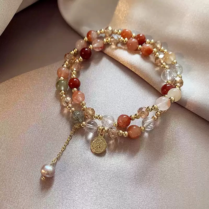 Tea crystal double-layer bracelet