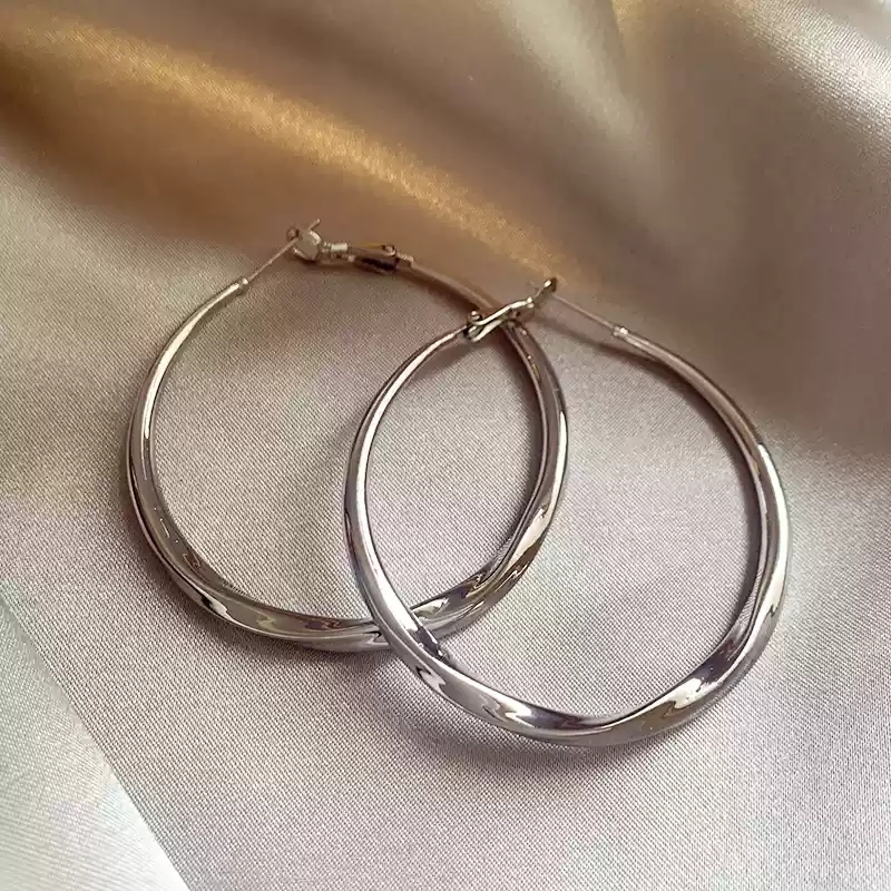 Mobius Silver Large Earrings (5cm)