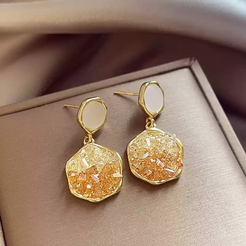 Gradient Champagne Crystal Earrings