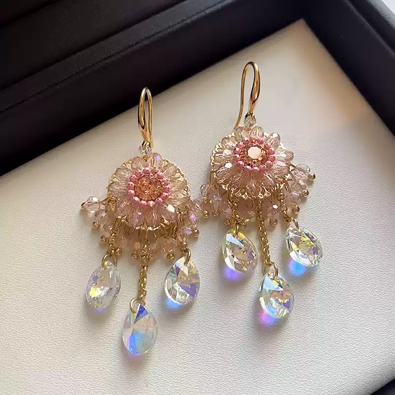 Ethnic style earrings - pink