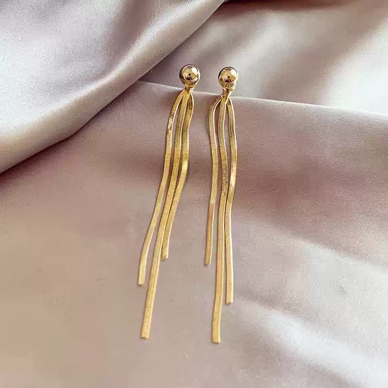 925 silver stud post tassel earrings with metal balls