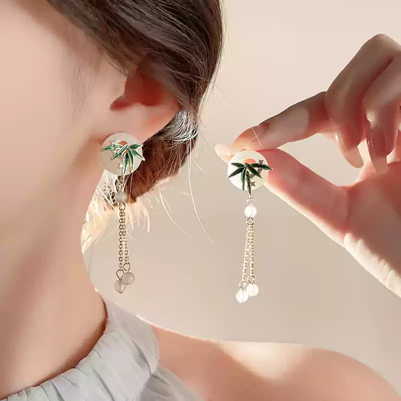 New Chinese style bamboo leaf earrings