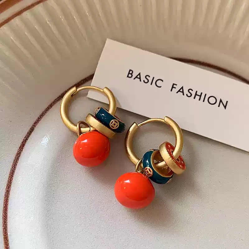 Persimmon Ruyi National Style Earrings