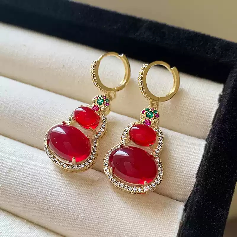 Pigeon Blood Red Earrings