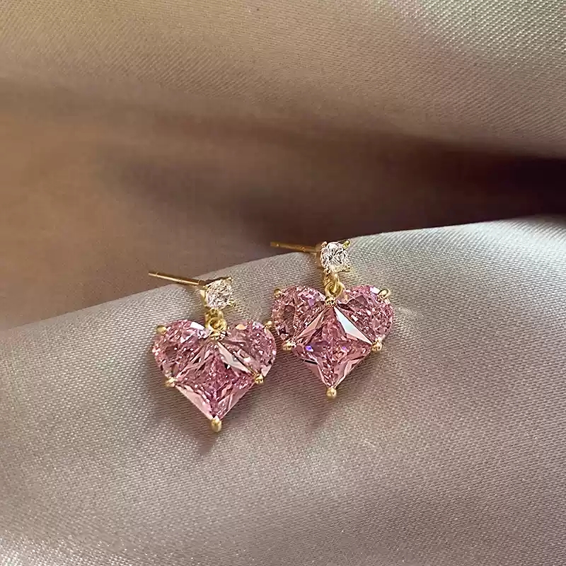 Pink heart-shaped earrings