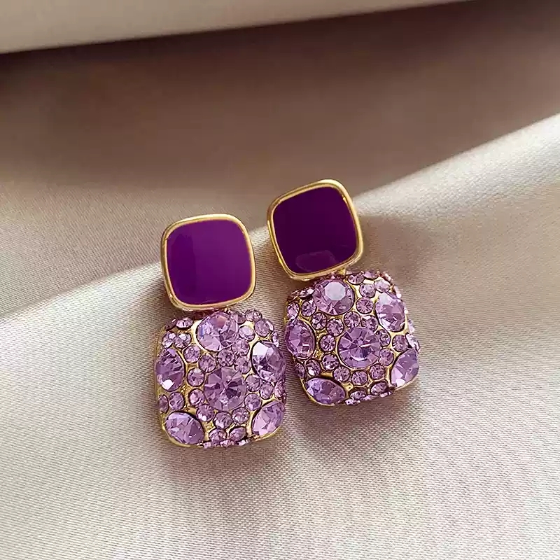 Purple zircon earrings