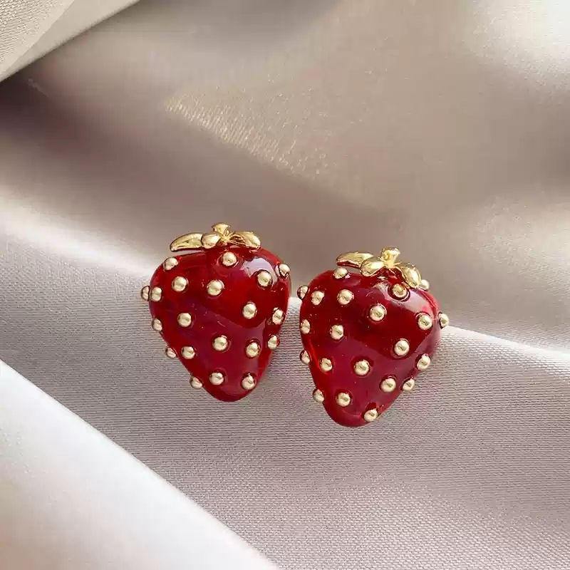 Red strawberry earrings