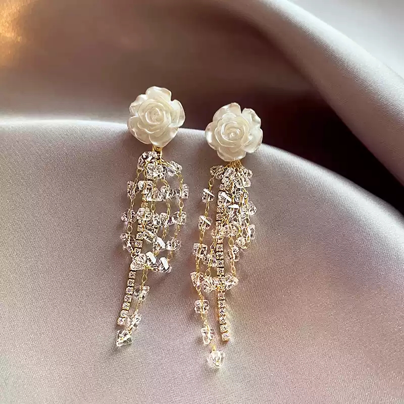 Camellia tassel earrings