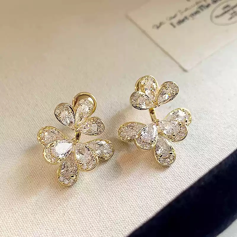 Zircon flower earrings~