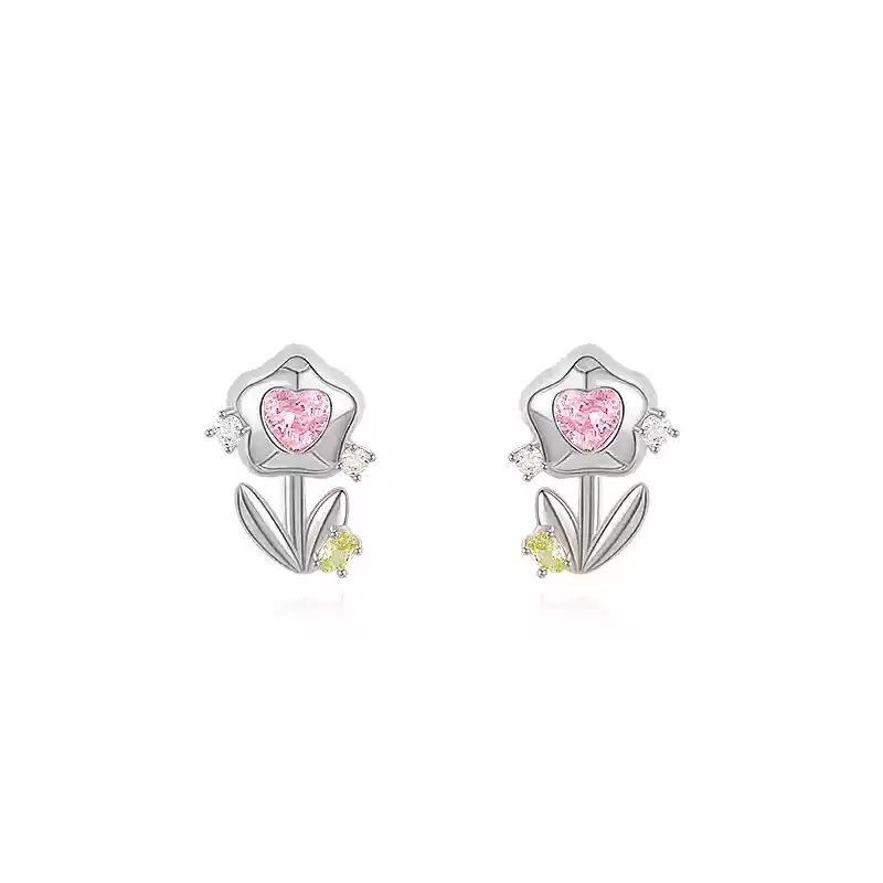 Love flower earrings (silver)