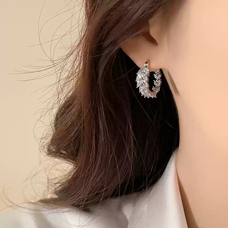 Zircon wheat ear earrings