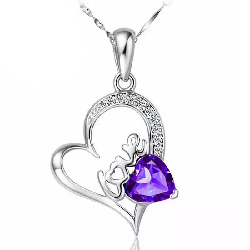 Purple red heart opening pendant (without chain)