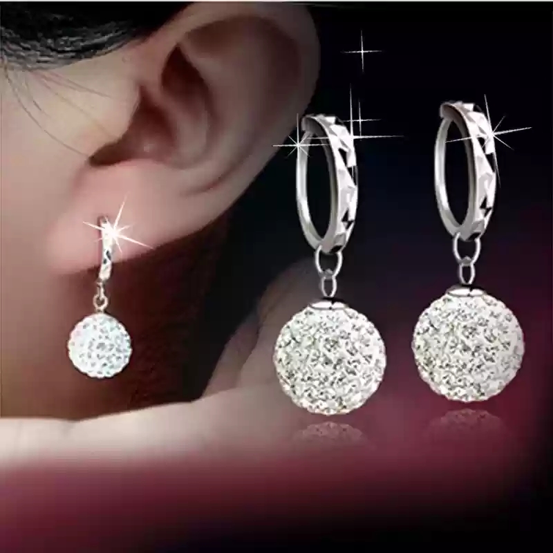 Black diamond ball earrings