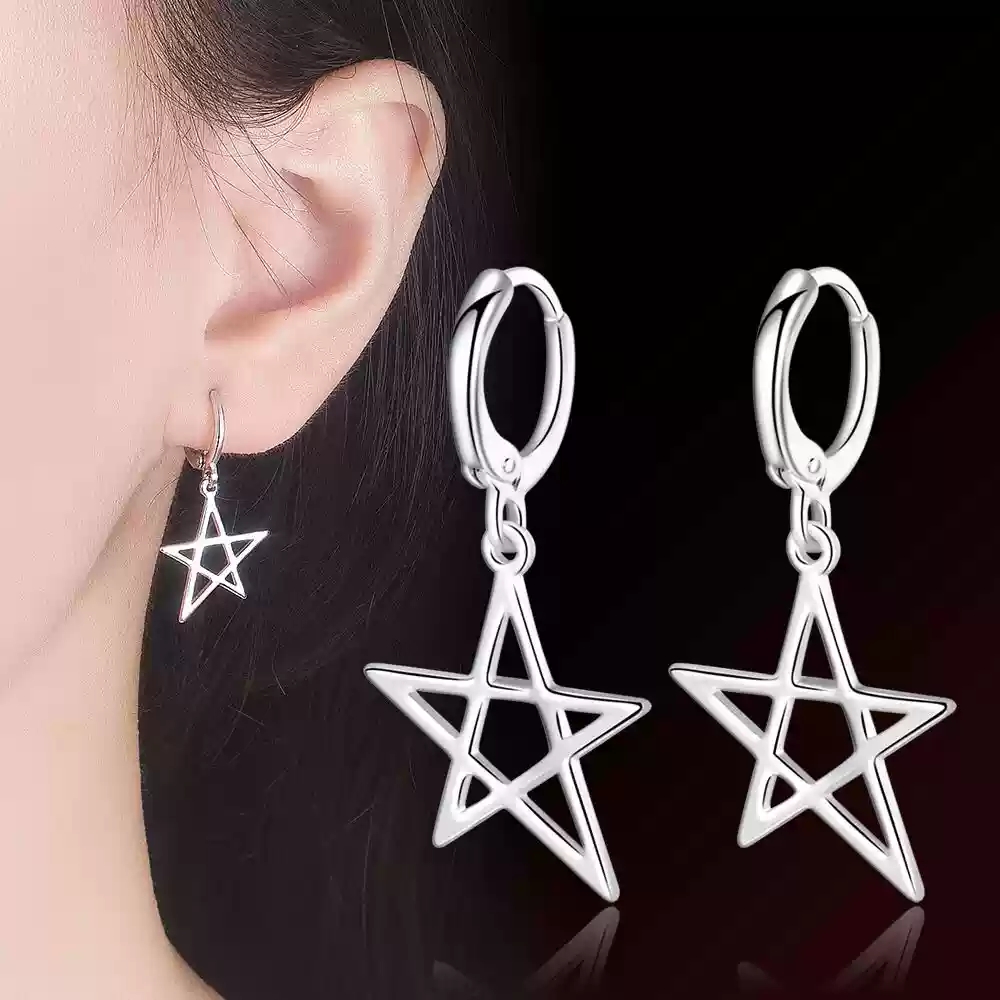 Emerald crooked star earrings