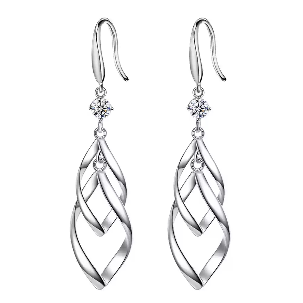 Twisted Stone Earrings (S925 Silver)