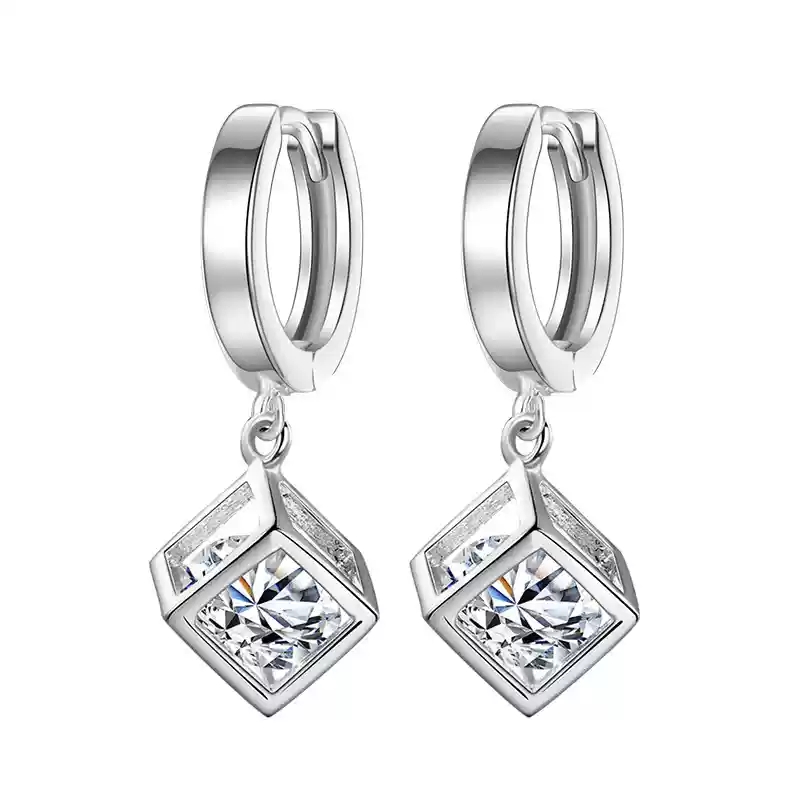 Red Rubik's Cube Earrings (S925 Silver)