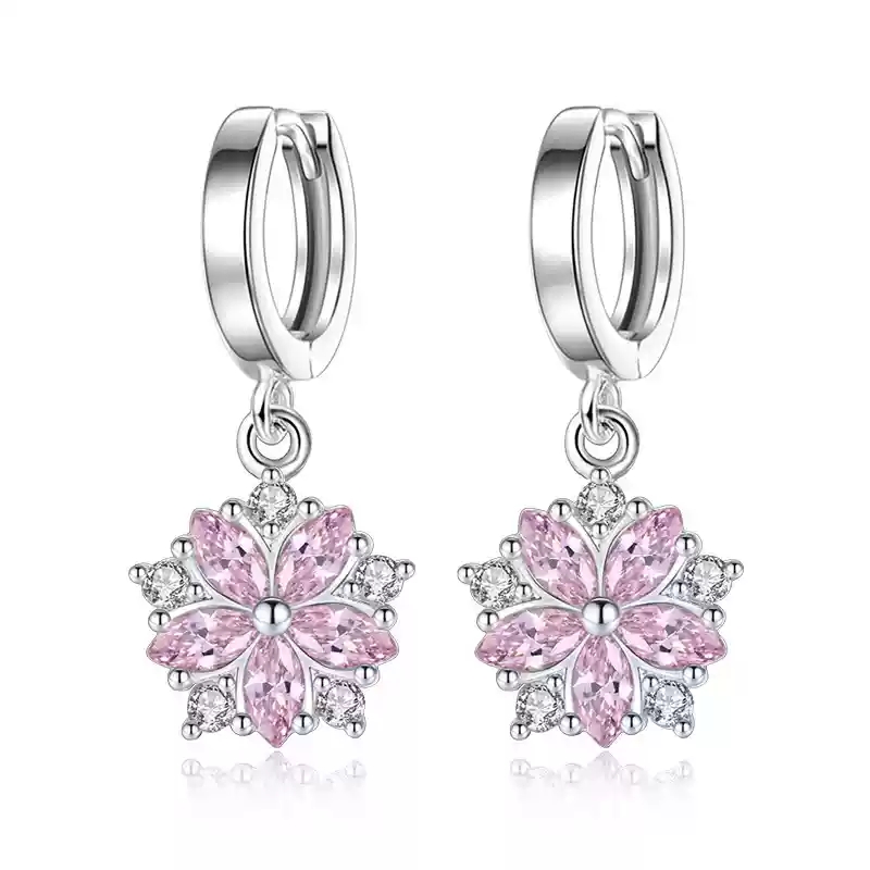 Champagne colored horse flower earrings (S925 silver)