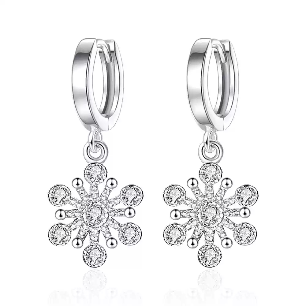 Green Snow Crystal Earrings (S925 Silver)