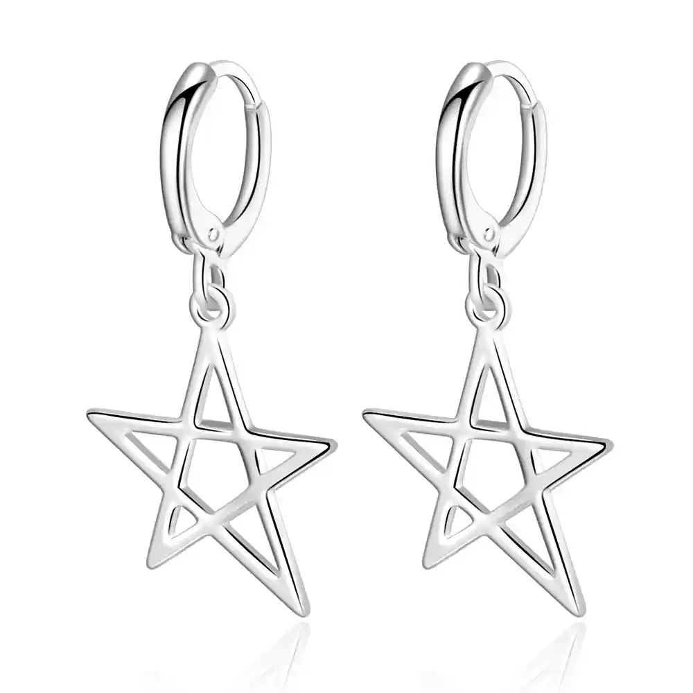 Emerald crooked star earrings (S925 silver)