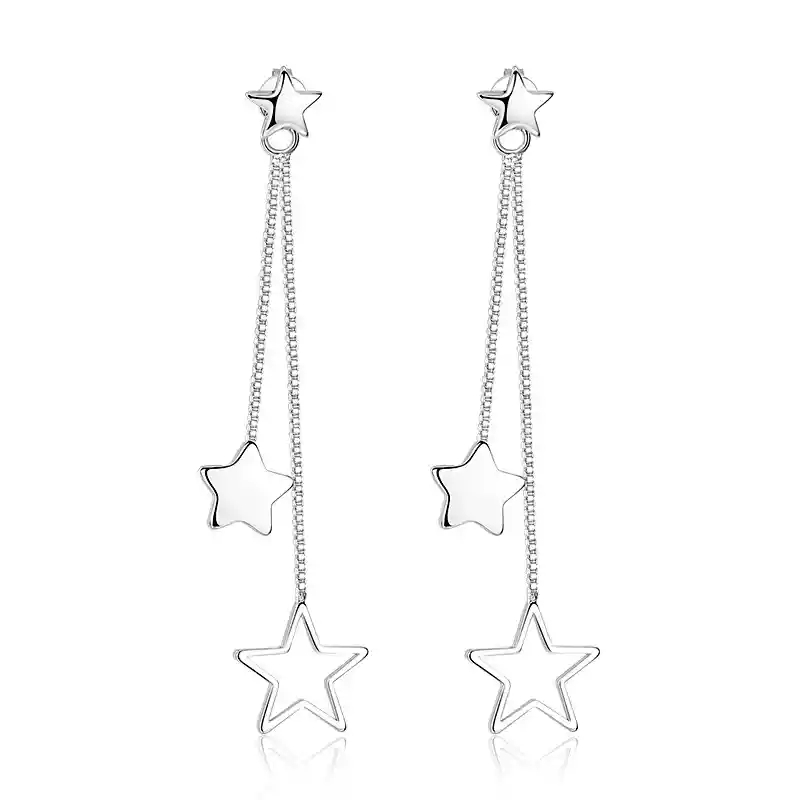 Dark brown star earrings (S925 silver)