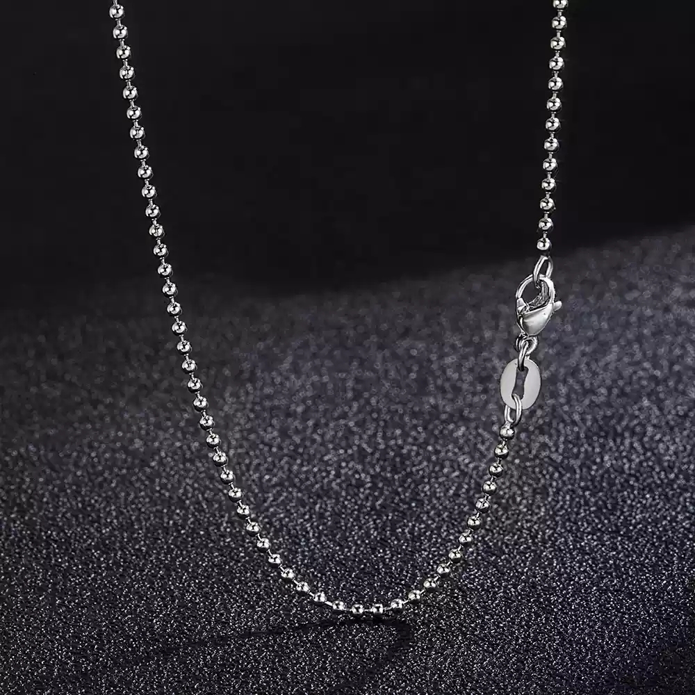 45cm round bead chain (silver plated)