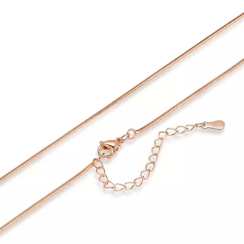 Fluorescent Green 40+5 Snake Bone Chain Rose Gold