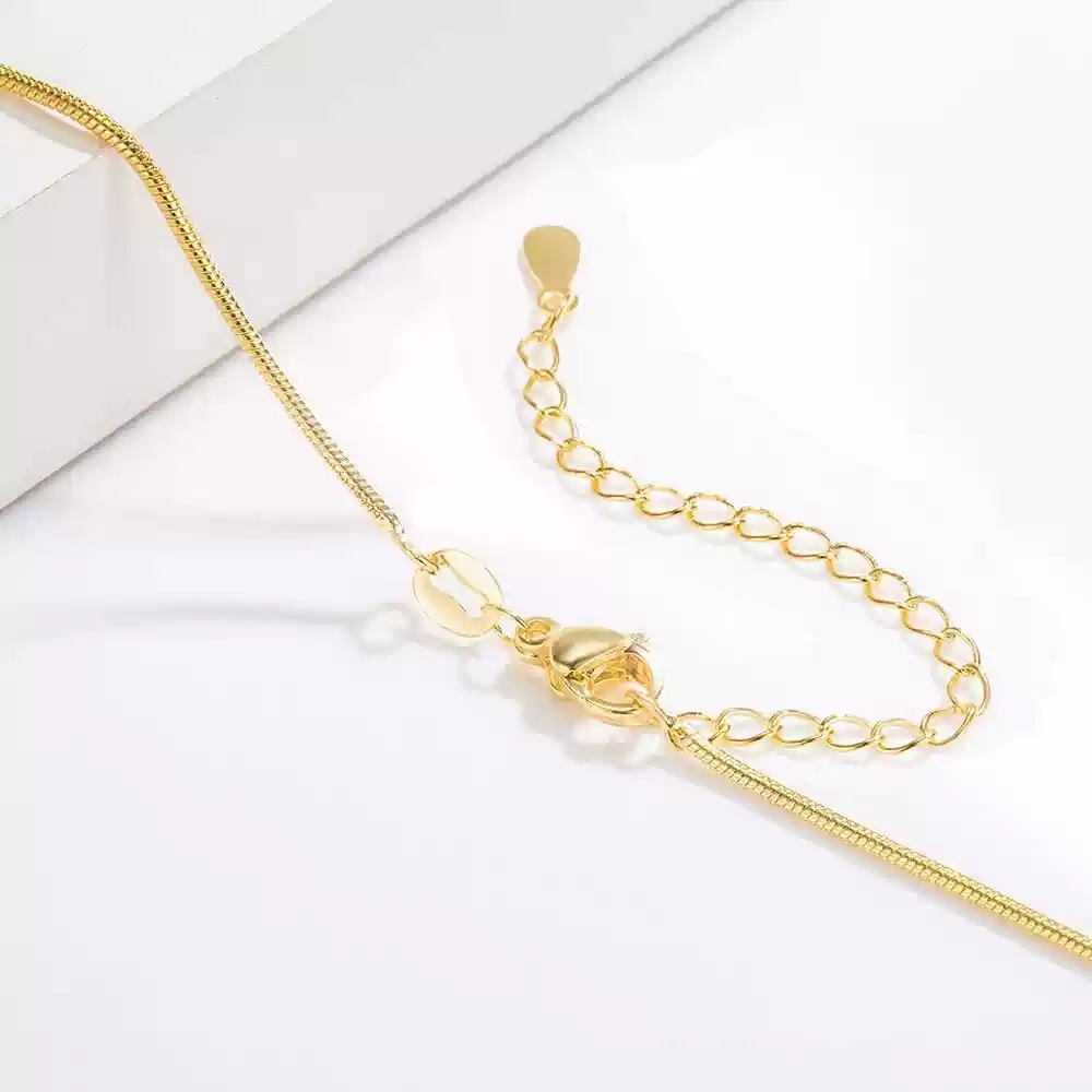 Blue 40+5 snake bone chain gold