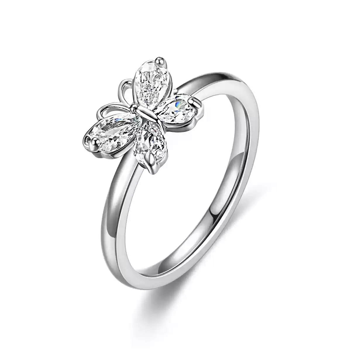 Butterfly zircon ring