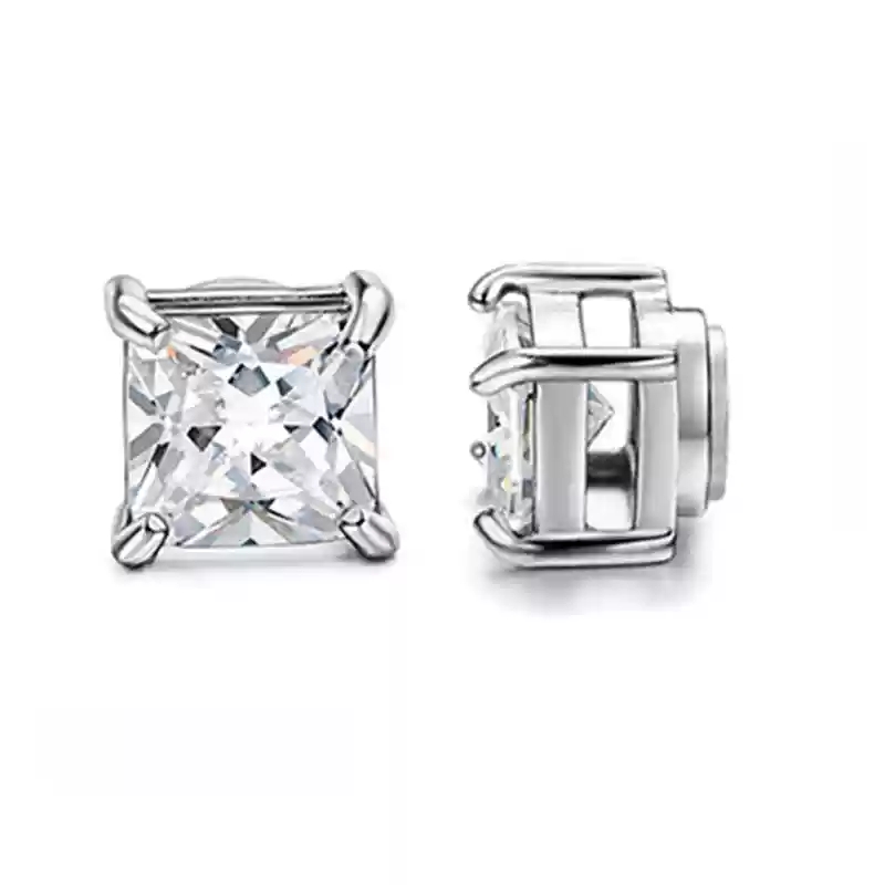 Square 6MM steel colored white diamond [single]