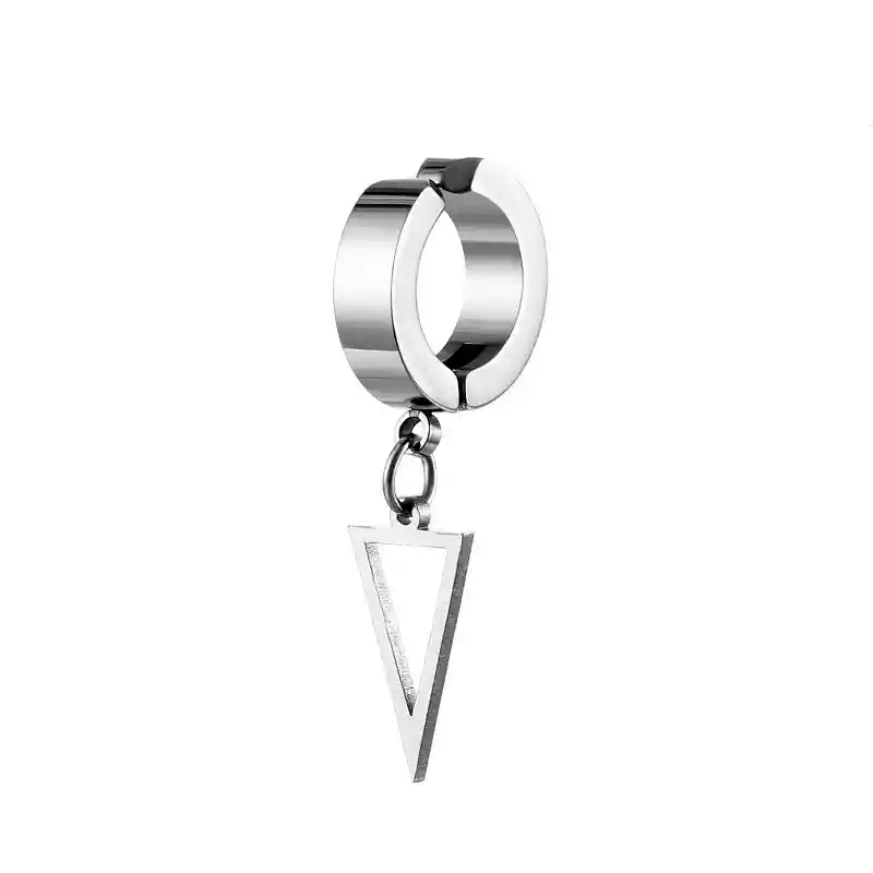 Triangle pendant ear clip - steel color [single]