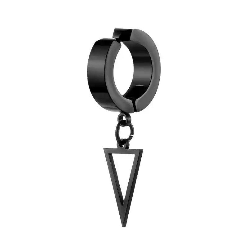 Triangle pendant ear clip - black [single]