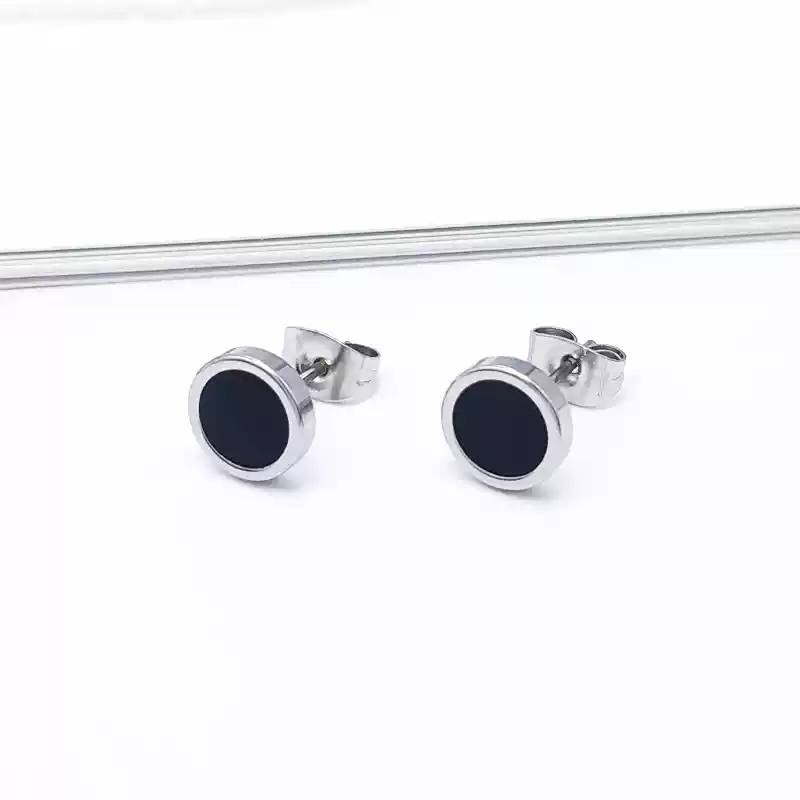 Drip Oil Ear stud posts [Black Pair]