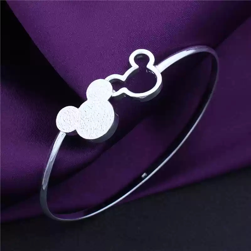 Whimsical 925 Silver Bracelet with Playful Double-Circle Silhouette Design