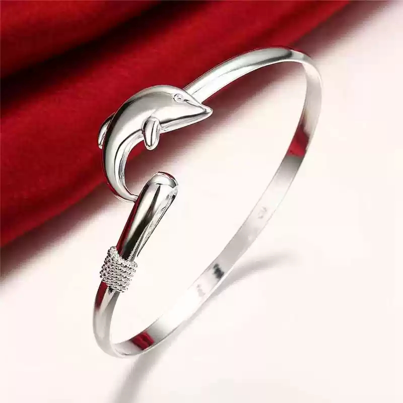 925 Silver Dolphin Cuff Bracelet: A Playful Touch of Oceanic Charm