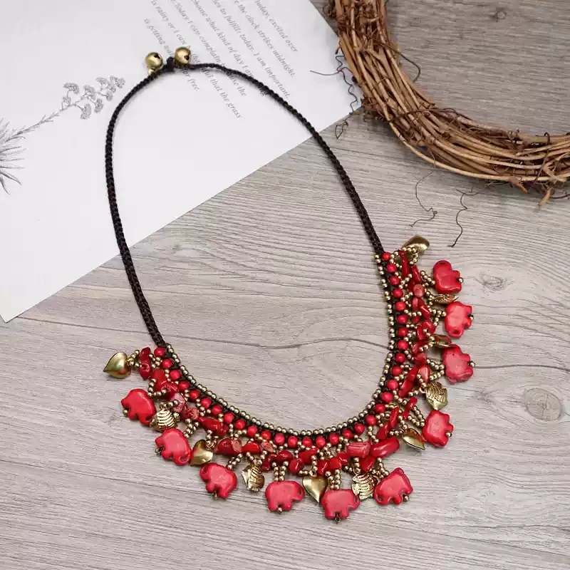 Elephant necklace (red)