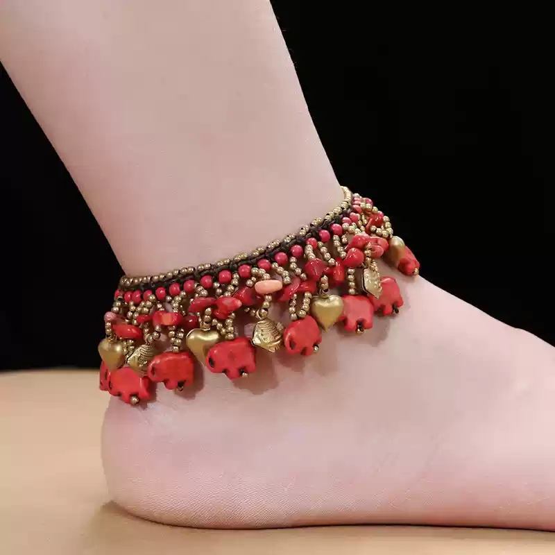 Elephant anklet (red)