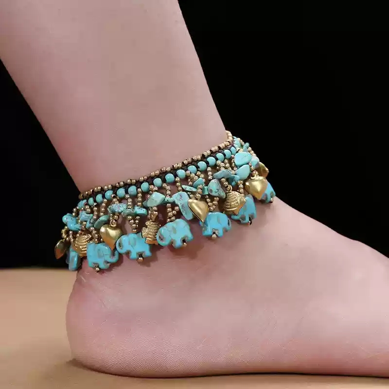 Elephant anklet (blue)