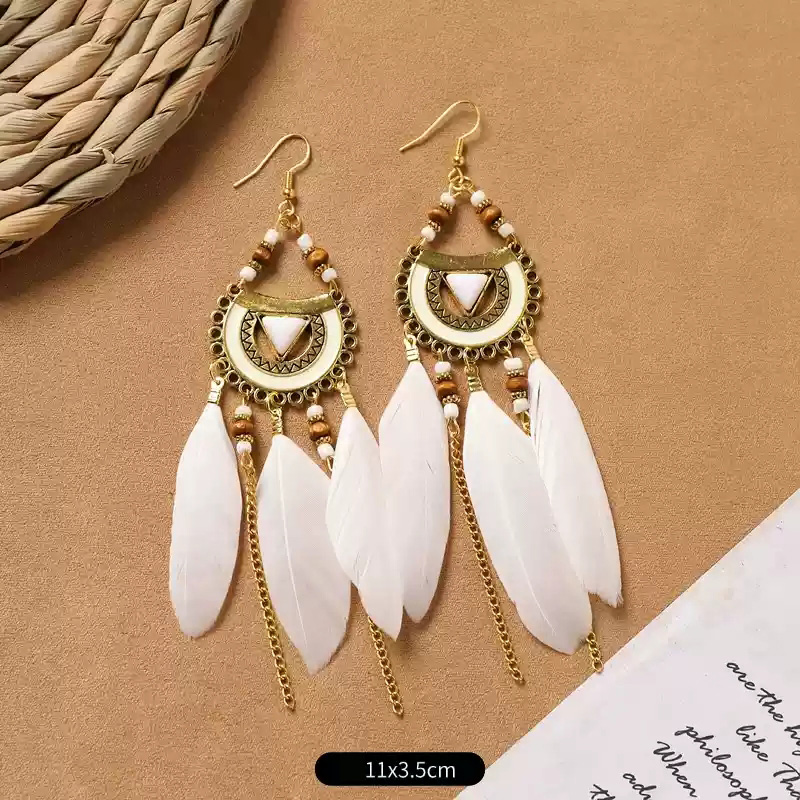 2- Retro tassel white feather