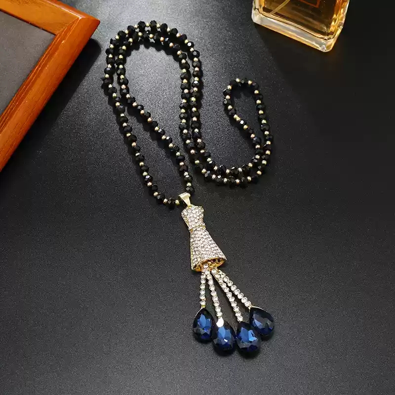 28- Crystal Chain (Crystal Blue tassel)