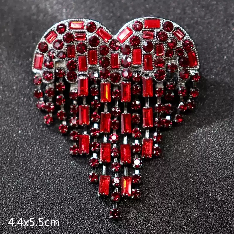 14- Heart shaped red crystal tassel